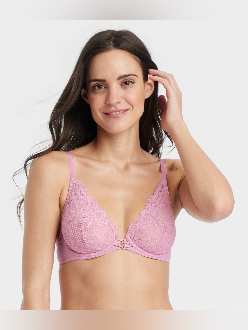 Women's Fishnet Lace Unlined Bra - Auden™ Pink 34A